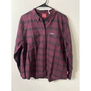 New Indian Motorcycle Women's 100% Cotton Plaid Button Down Shirt Size Medium
